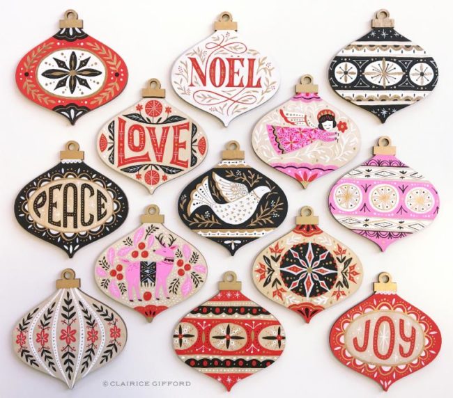 Hand Painted Wood Ornaments 
